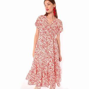 Vilagallo Libby Dress in Red Zebra Size XL NWT